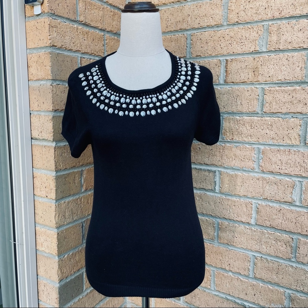TARGET Black Diamante Knit Top Size Small Casual Office Work Event - Picture 1 of 7